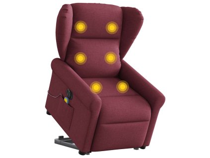 vidaXL Elektrické zvedací masážní polohovací křeslo vínové textil