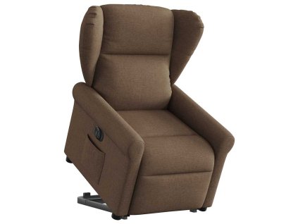 vidaXL Elektrické zvedací polohovací křeslo hnědé textil