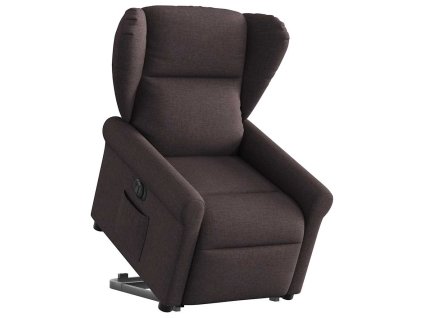 vidaXL Elektrické zvedací polohovací křeslo tmavě hnědé textil