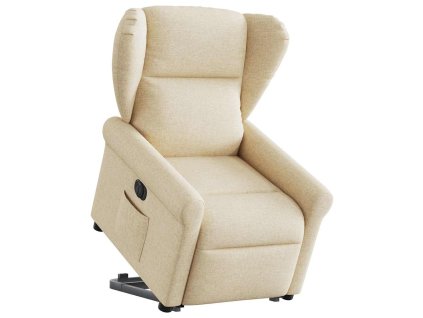 vidaXL Elektrické zvedací polohovací křeslo krémové textil