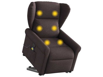 vidaXL Zvedací masážní polohovací křeslo tmavě hnědé textil