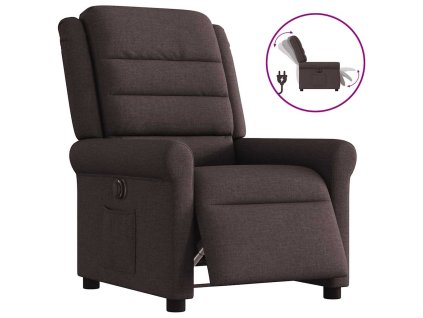 vidaXL Elektrické polohovací křeslo tmavě hnědé textil