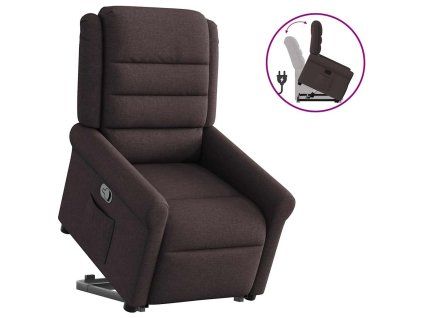 vidaXL Zvedací polohovací křeslo tmavě hnědé textil