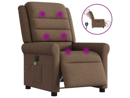 vidaXL Elektrické masážní polohovací křeslo hnědé textil