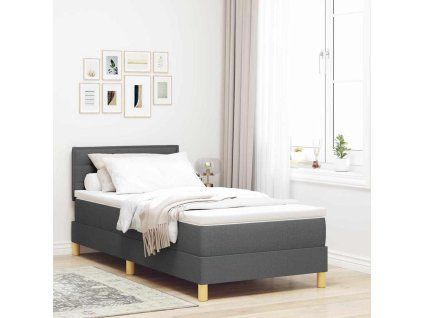 vidaXL LED box pružinová postel s čelo Tmavě šedá 90 x 200 cm textil