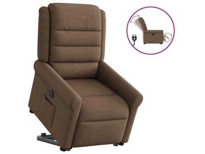 vidaXL Elektrické zvedací polohovací křeslo hnědé textil