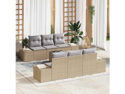 vidaXL Sada zahradních pohovek 8 pcs Beige a šedá polyratan