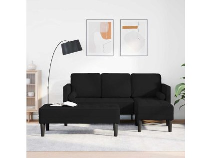 vidaXL Set pohovek s polštářem 2 pcs Černá Polyester