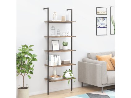 vidaXL 5patrová opěrná police tmavě hnědá a černá 64 x 35 x 185 cm