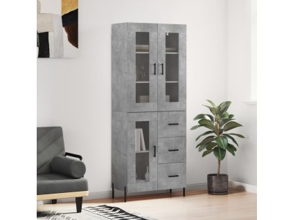 vidaXL Skříň highboard betonově šedá 69,5x34x180 cm kompozitní dřevo