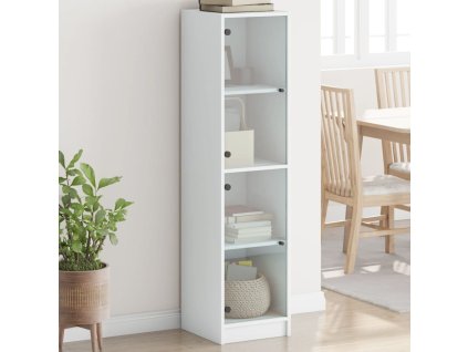 vidaXL Highboard se skleněnými dvířky bílý 35 x 37 x 142 cm