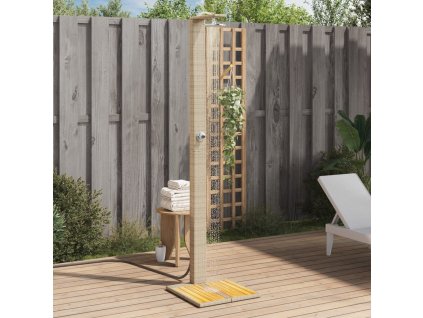 vidaXL Venkovní sprcha béžová 50x55x224 cm polyratan a akáciové dřevo