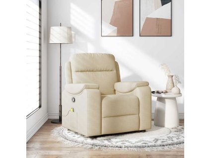 vidaXL Masážní polohovací křeslo krémové textil