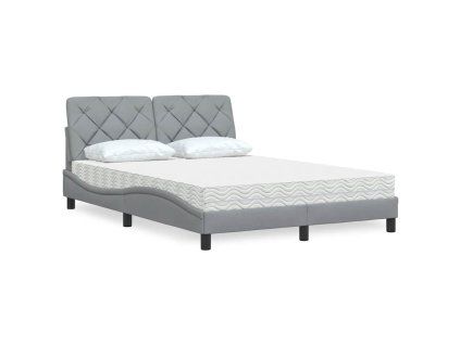 vidaXL Postel s matrací světle šedá 140 x 190 cm textil