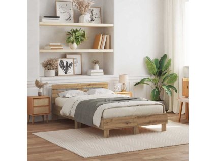 vidaXL Rám postele s čelo dub artisan 135 x 190 cm Kompozitní dřevo