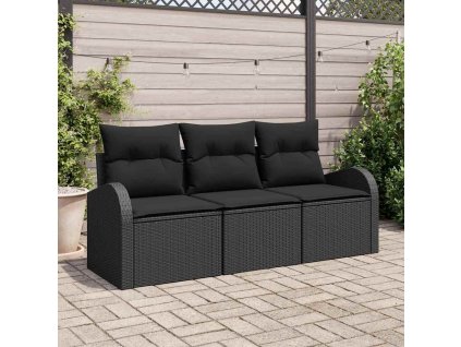 vidaXL Sada zahradních pohovek Černá polyratan