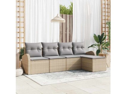 vidaXL Sada zahradních pohovek 5 pcs Béžová polyratan