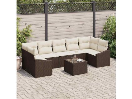 vidaXL Set pohovek Hnědá a krémová 55 x 55 x 37 cm polyratan