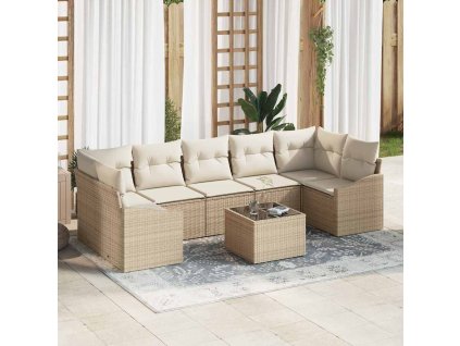 vidaXL Set pohovek Béžová a krémová 55 x 55 x 37 cm polyratan