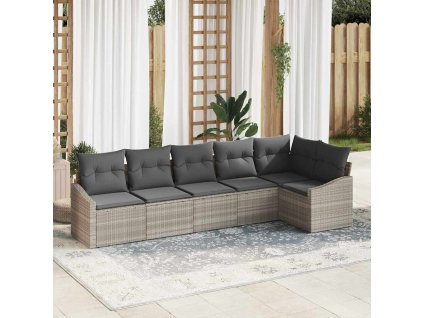 vidaXL Set pohovek s polštářem 6 pcs Světle šedá polyratan