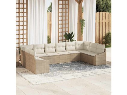 vidaXL Sada zahradních pohovek 10 pcs Béžová Poly ratan