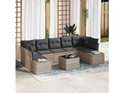 vidaXL Sada zahradních pohovek s polštářem 8 pcs Světle šedá polyratan