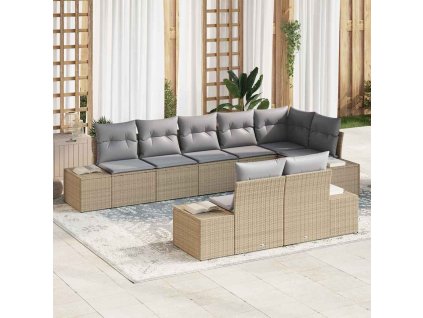 vidaXL Sada zahradních pohovek 8 pcs Beige a šedá polyratan