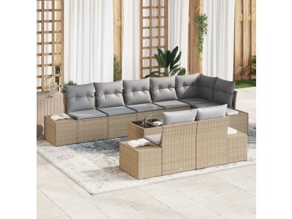 vidaXL Sada zahradních pohovek 9 pcs Beige a šedá polyratan