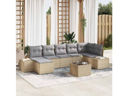 vidaXL Sada zahradních pohovek s polštářem 8 pcs Béžová polyratan