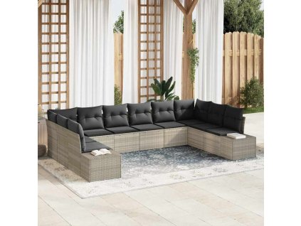 vidaXL Sada zahradních pohovek 10 pcs Světle šedá polyratan