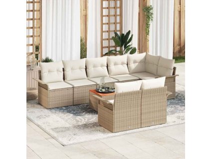 vidaXL Sada zahradních pohovek 9 pcs Béžová Poly ratan