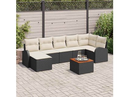 vidaXL Sada zahradních pohovek 8 pcs Černá Poly ratan