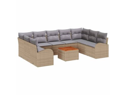 vidaXL Sada zahradních pohovek s polštářem 10 pcs Béžová polyratan