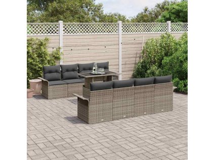 vidaXL Sada zahradních pohovek s polštářem 9 pcs Šedá polyratan