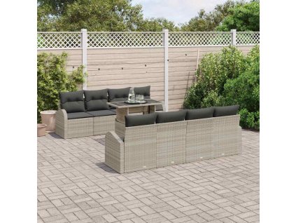 vidaXL Sada zahradních pohovek s úložištěm 9 pcs Světle šedá polyratan