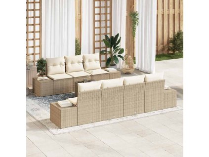 vidaXL Sada zahradních pohovek 8 pcs Béžová a krémová polyratan