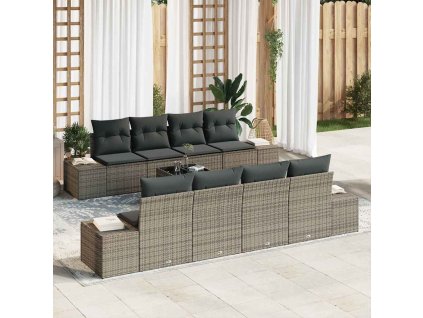 vidaXL Sada zahradních pohovek s polštářem 7 pcs Šedá 55 x 55 x 37 cm