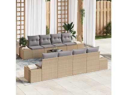 vidaXL Sada zahradních pohovek 8 pcs Beige a šedá polyratan
