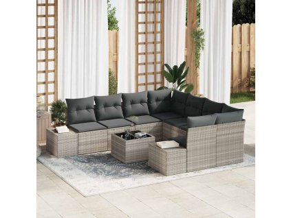 vidaXL Sada zahradních pohovek 9 pcs Světlá šedá a tmavá šedá