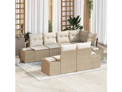 vidaXL Sada zahradních pohovek 7 pcs Béžová a krémová polyratan