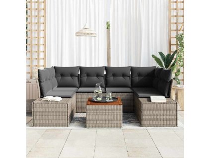 vidaXL Sada zahradních pohovek s úložištěm 7 pcs Šedá polyratan