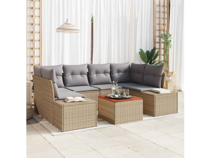 vidaXL Sada zahradních pohovek 7 pcs Béžová a Světle šedá polyratan