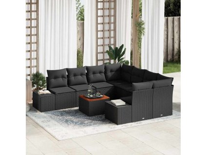 vidaXL Sada zahradních pohovek 9 pcs Černá