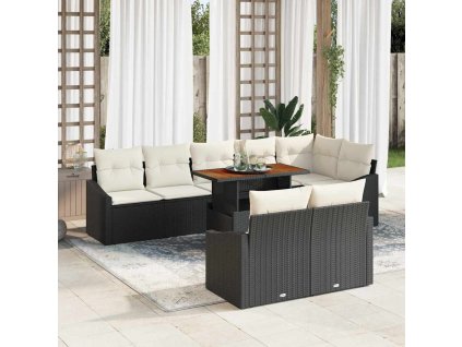 vidaXL Sada zahradních pohovek s úložištěm 9 pcs Černá Poly ratan