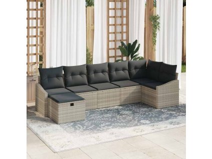 vidaXL Set pohovek s polštářem 8 pcs polyratan