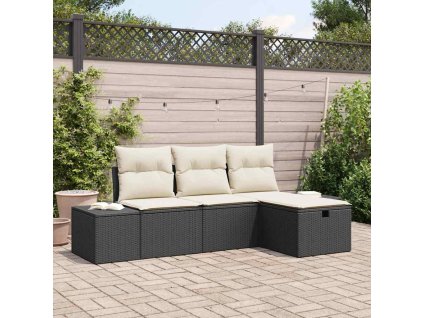 vidaXL Set pohovek s polštářem 4 pcs polyratan