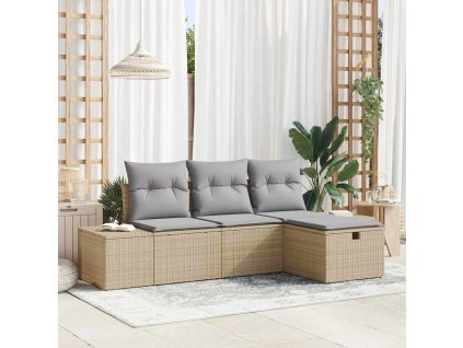 vidaXL Set pohovek s polštářem 4 pcs polyratan