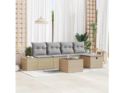 vidaXL Set pohovek s polštářem 5 pcs polyratan