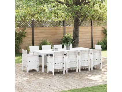 vidaXL Zahradní jídelní souprava 11 pcs Bílá Ratan Polt