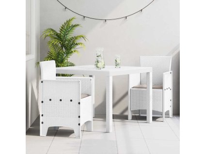 vidaXL Zahradní jídelní souprava 3 pcs Bílá Ratan Polt